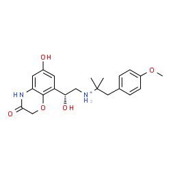 ChemSpider 2D Image | N-[(2R)-2-Hydroxy-2-(6-hydroxy-3-oxo-3,4-dihydro-2H-1,4-benzoxazin-8-yl)ethyl]-1-(4-methoxyphenyl)-2-methyl-2-propanaminium | C21H27N2O5
