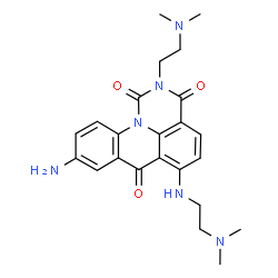 ChemSpider 2D Image | 9-Amino-2-[2-(dimethylamino)ethyl]-6-{[2-(dimethylamino)ethyl]amino}-1H,7H-pyrimido[5,6,1-de]acridine-1,3,7(2H)-trione | C23H28N6O3