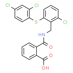 ChemSpider 2D Image | 2-({2-Chloro-6-[(2,4-dichlorophenyl)sulfanyl]benzyl}carbamoyl)benzoic acid | C21H14Cl3NO3S