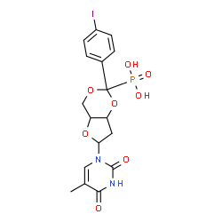 ChemSpider 2D Image | 1-{2-Deoxy-3,5-O-[(4-iodophenyl)(phosphono)methylene]-beta-D-threo-pentofuranosyl}-5-methyl-2,4(1H,3H)-pyrimidinedione | C17H18IN2O8P