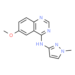 ChemSpider 2D Image | 6-Methoxy-N-(1-methyl-1H-pyrazol-3-yl)-4-quinazolinamine | C13H13N5O
