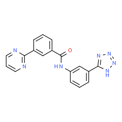 ChemSpider 2D Image | 3-(2-Pyrimidinyl)-N-[3-(1H-tetrazol-5-yl)phenyl]benzamide | C18H13N7O