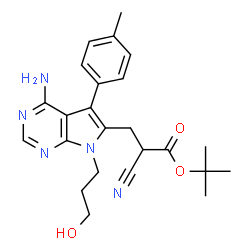 ChemSpider 2D Image | Tert-Butyl (2s)-3-[4-Amino-7-(3-Hydroxypropyl)-5-(4-Methylphenyl)-7h-Pyrrolo[2,3-D]pyrimidin-6-Yl]-2-Cyanopropanoate | C24H29N5O3