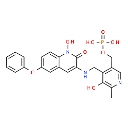 ChemSpider 2D Image | (5-Hydroxy-4-{[(1-hydroxy-2-oxo-6-phenoxy-1,2-dihydro-3-quinolinyl)amino]methyl}-6-methyl-3-pyridinyl)methyl dihydrogen phosphate | C23H22N3O8P