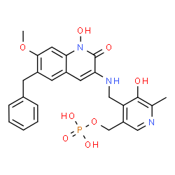 ChemSpider 2D Image | (4-{[(6-Benzyl-1-hydroxy-7-methoxy-2-oxo-1,2-dihydro-3-quinolinyl)amino]methyl}-5-hydroxy-6-methyl-3-pyridinyl)methyl dihydrogen phosphate | C25H26N3O8P