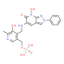 ChemSpider 2D Image | (5-Hydroxy-4-{[(7-hydroxy-6-oxo-2-phenyl-6,7-dihydro-2H-pyrazolo[3,4-b]pyridin-5-yl)amino]methyl}-6-methyl-3-pyridinyl)methyl dihydrogen phosphate | C20H20N5O7P