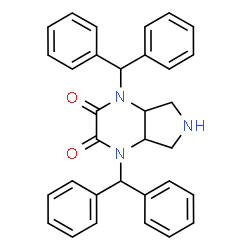 ChemSpider 2D Image | (4aS,7aS)-1,4-Bis(diphenylmethyl)hexahydro-1H-pyrrolo[3,4-b]pyrazine-2,3-dione | C32H29N3O2