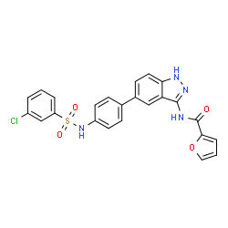ChemSpider 2D Image | N-[5-(4-{[(3-Chlorophenyl)sulfonyl]amino}phenyl)-1H-indazol-3-yl]-2-furamide | C24H17ClN4O4S