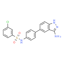 ChemSpider 2D Image | N-[4-(3-Amino-1H-indazol-5-yl)phenyl]-3-chlorobenzenesulfonamide | C19H15ClN4O2S