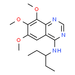 ChemSpider 2D Image | 6,7,8-Trimethoxy-N-(3-pentanyl)-4-quinazolinamine | C16H23N3O3