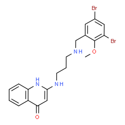 ChemSpider 2D Image | 2-({3-[(3,5-Dibromo-2-methoxybenzyl)amino]propyl}amino)-4(1H)-quinolinone | C20H21Br2N3O2