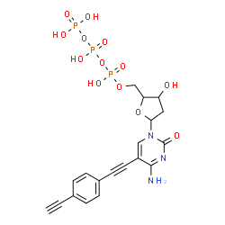 ChemSpider 2D Image | 2'-Deoxy-5-[(4-ethynylphenyl)ethynyl]cytidine 5'-(tetrahydrogen triphosphate) | C19H20N3O13P3