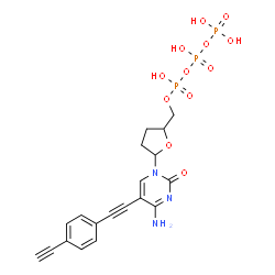ChemSpider 2D Image | [[(2s,5r)-5-[4-Azanyl-5-[2-(4-Ethynylphenyl)ethynyl]-2-Oxidanylidene-Pyrimidin-1-Yl]oxolan-2-Yl]methoxy-Oxidanyl-Phosphoryl] Phosphono Hydrogen Phosphate | C19H20N3O12P3