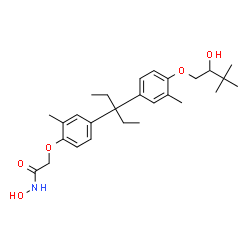 ChemSpider 2D Image | N-Hydroxy-2-[4-(3-{4-[(2R)-2-hydroxy-3,3-dimethylbutoxy]-3-methylphenyl}-3-pentanyl)-2-methylphenoxy]acetamide | C27H39NO5