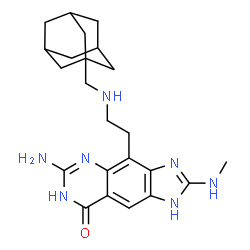 ChemSpider 2D Image | 4-(2-{[(3s,5s,7s)-Adamantan-1-ylmethyl]amino}ethyl)-6-amino-2-(methylamino)-1,7-dihydro-8H-imidazo[4,5-g]quinazolin-8-one | C23H31N7O