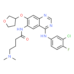 ChemSpider 2D Image | N-{4-[(3-Chloro-4-fluorophenyl)amino]-7-[(3S)-tetrahydro-3-furanyloxy]-6-quinazolinyl}-4-(dimethylamino)butanamide | C24H27ClFN5O3