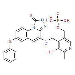 ChemSpider 2D Image | (5-Hydroxy-6-methyl-4-{[(1-oxo-7-phenoxy-1,2-dihydro[1,2,4]triazolo[4,3-a]quinolin-4-yl)amino]methyl}-3-pyridinyl)methyl dihydrogen phosphate | C24H22N5O7P