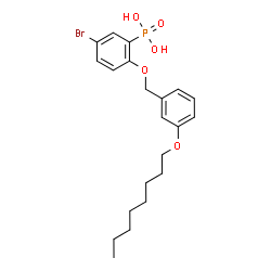 ChemSpider 2D Image | (5-Bromo-2-{[3-(octyloxy)benzyl]oxy}phenyl)phosphonic acid | C21H28BrO5P