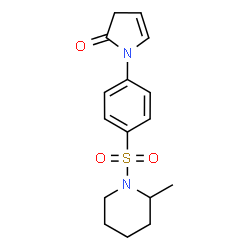 ChemSpider 2D Image | 1-(4-{[(2R)-2-Methyl-1-piperidinyl]sulfonyl}phenyl)-1,3-dihydro-2H-pyrrol-2-one | C16H20N2O3S