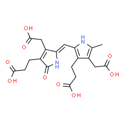 ChemSpider 2D Image | 3-[(5Z)-5-{[3-(2-Carboxyethyl)-4-(carboxymethyl)-5-methyl-1H-pyrrol-2-yl]methylene}-4-(carboxymethyl)-2-oxo-2,5-dihydro-1H-pyrrol-3-yl]propanoic acid | C20H22N2O9