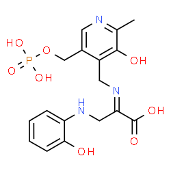 ChemSpider 2D Image | (2E)-2-[({3-Hydroxy-2-methyl-5-[(phosphonooxy)methyl]-4-pyridinyl}methyl)imino]-3-[(2-hydroxyphenyl)amino]propanoic acid | C17H20N3O8P