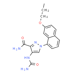ChemSpider 2D Image | 4-(Carbamoylamino)-1-(7-propoxy-1-naphthyl)-1H-pyrazole-3-carboxamide | C18H19N5O3