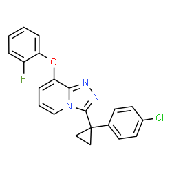 ChemSpider 2D Image | 3-[1-(4-Chlorophenyl)cyclopropyl]-8-(2-fluorophenoxy)[1,2,4]triazolo[4,3-a]pyridine | C21H15ClFN3O