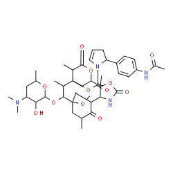 ChemSpider 2D Image | (3as,4R,7R,8S,9S,10R,11R,13R,15R,15ar)-4-ethyl-11-methoxy-3a,7,9,11,13,15-hexamethyl-2,6,14-trioxo-10-{[3,4,6-trideoxy-3-(dimethylamino)-beta-D-xylo-hexopyranosyl]oxy}tetradecahydro-2H-oxacyclotetradecino[4,3-D][1,3]oxazol-8-yl (2R)-2-[4-(acetylamino | C44H66N4O12