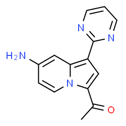ChemSpider 2D Image | 1-[7-Amino-1-(2-pyrimidinyl)-3-indolizinyl]ethanone | C14H12N4O