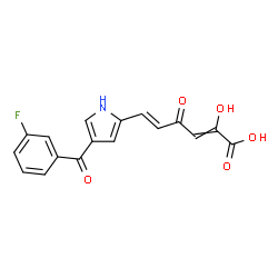 ChemSpider 2D Image | 6-[4-(3-Fluorobenzoyl)-1h-Pyrrol-2-Yl]-2-Hydroxy-4-Oxohexa-2,5-Dienoic Acid | C17H12FNO5