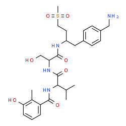 ChemSpider 2D Image | bound formhmb-val-ser-phe(4-nh2ch2)-methyl vinyl sulfone | C28H40N4O7S