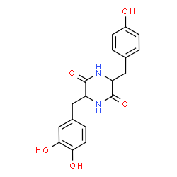 ChemSpider 2D Image | (3S,6S)-3-(3,4-Dihydroxybenzyl)-6-(4-hydroxybenzyl)-2,5-piperazinedione | C18H18N2O5