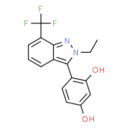 ChemSpider 2D Image | 4-[2-Ethyl-7-(trifluoromethyl)-2H-indazol-3-yl]-1,3-benzenediol | C16H13F3N2O2