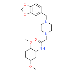 ChemSpider 2D Image | 2-[4-(1,3-Benzodioxol-5-ylmethyl)-1-piperazinyl]-N-[(1S,2S,5S)-2,5-dimethoxycyclohexyl]acetamide | C22H33N3O5