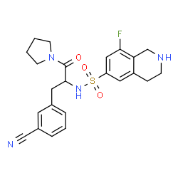 ChemSpider 2D Image | N-[(2R)-3-(3-Cyanophenyl)-1-oxo-1-(1-pyrrolidinyl)-2-propanyl]-8-fluoro-1,2,3,4-tetrahydro-6-isoquinolinesulfonamide | C23H25FN4O3S