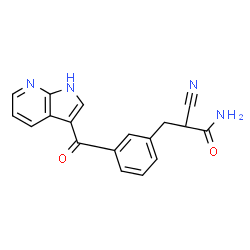 ChemSpider 2D Image | (2R)-2-Cyano-3-[3-(1H-pyrrolo[2,3-b]pyridin-3-ylcarbonyl)phenyl]propanamide | C18H14N4O2