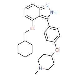 ChemSpider 2D Image | 4-(Cyclohexylmethoxy)-3-{4-[(1-methyl-4-piperidinyl)oxy]phenyl}-2H-indazole | C26H33N3O2