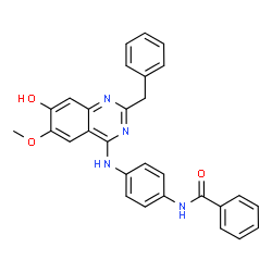 ChemSpider 2D Image | N-{4-[(2-Benzyl-7-hydroxy-6-methoxy-4-quinazolinyl)amino]phenyl}benzamide | C29H24N4O3