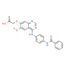 ChemSpider 2D Image | [(4-{[4-(Benzoylamino)phenyl]amino}-6-methoxy-7-quinazolinyl)oxy]acetic acid | C24H20N4O5