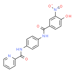 ChemSpider 2D Image | N-{4-[(4-Hydroxy-3-nitrobenzoyl)amino]phenyl}-2-pyridinecarboxamide | C19H14N4O5