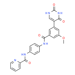 ChemSpider 2D Image | N-(4-{[3-(2,4-Dioxo-1,2,3,4-tetrahydro-5-pyrimidinyl)-5-methoxybenzoyl]amino}phenyl)-2-pyridinecarboxamide | C24H19N5O5