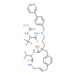 ChemSpider 2D Image | Methyl [(2s)-1-(2-{3-[(3r,6s,10z)-3-Hydroxy-4,7-Dioxo-6-(Propan-2-Yl)-5,8-Diazabicyclo[11.2.2]heptadeca-1(15),10,13,16-Tetraen-3-Yl]propyl}-2-[4-(Pyridin-3-Yl)benzyl]hydrazinyl)-3,3-Dimethyl-1-Oxobutan-2-Yl]carbamate | C41H54N6O6