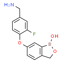 ChemSpider 2D Image | 6-[4-(Aminomethyl)-2-fluorophenoxy]-2,1-benzoxaborol-1(3H)-ol | C14H13BFNO3
