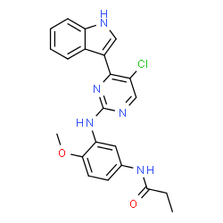 ChemSpider 2D Image | N-(3-{[5-Chloro-4-(1H-indol-3-yl)-2-pyrimidinyl]amino}-4-methoxyphenyl)propanamide | C22H20ClN5O2