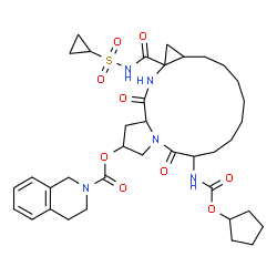 ChemSpider 2D Image | (2r,6s,13ar,14ar,16as)-6-{[(Cyclopentyloxy)carbonyl]amino}-14a-[(Cyclopropylsulfonyl)carbamoyl]-5,16-Dioxooctadecahydrocyclopropa[e]pyrrolo[1,2-A][1,4]diazacyclopentadecin-2-Yl 3,4-Dihydroisoquinoline-2(1h)-Carboxylate | C37H51N5O9S