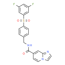 ChemSpider 2D Image | N-{4-[(3,5-Difluorophenyl)sulfonyl]benzyl}imidazo[1,2-a]pyridine-7-carboxamide | C21H15F2N3O3S