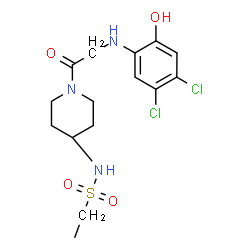 ChemSpider 2D Image | N-{1-[N-(4,5-Dichloro-2-hydroxyphenyl)glycyl]-4-piperidinyl}ethanesulfonamide | C15H21Cl2N3O4S
