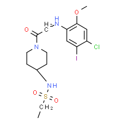 ChemSpider 2D Image | N-{1-[N-(4-Chloro-5-iodo-2-methoxyphenyl)glycyl]-4-piperidinyl}ethanesulfonamide | C16H23ClIN3O4S