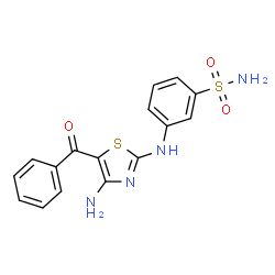 ChemSpider 2D Image | 3-[(4-Amino-5-benzoyl-1,3-thiazol-2-yl)amino]benzenesulfonamide | C16H14N4O3S2