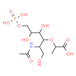 ChemSpider 2D Image | 2-Acetamido-3-O-[(1R)-1-carboxyethyl]-2-deoxy-6-O-phosphono-D-glucitol | C11H22NO11P